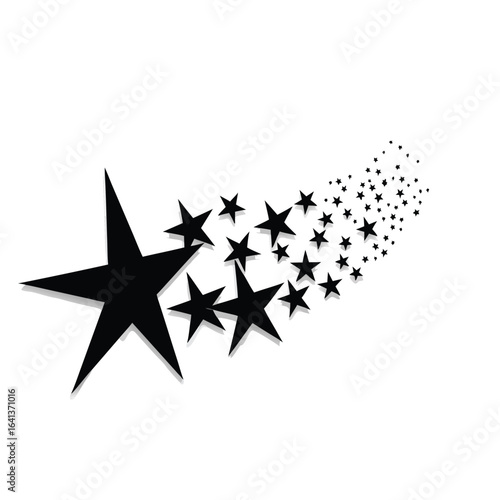 Black stars trailing across white background vector 1