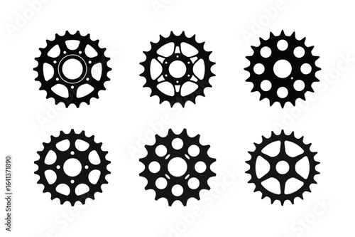 Bicycle sprocket  silhouette vector, Set of Bicycle sprocket  silhouette vector 