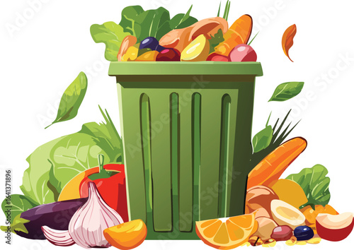 Compost Bin Filled with Organic Food Scraps