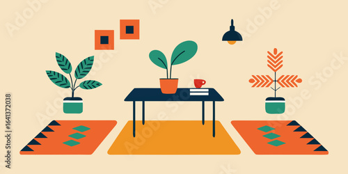 artistic co working space patterned rugs