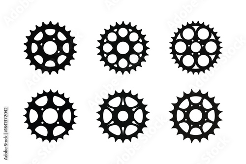 Bicycle sprocket  silhouette vector, Set of Bicycle sprocket  silhouette vector 