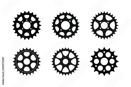 Bicycle sprocket  silhouette vector, Set of Bicycle sprocket  silhouette vector 