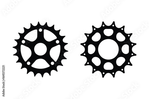 Bicycle sprocket  silhouette vector, Set of Bicycle sprocket  silhouette vector 
