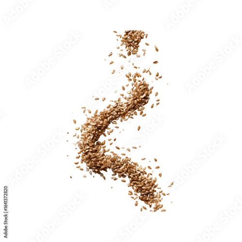 Dynamic Flow of Flax Seeds in Motion Against Black Background