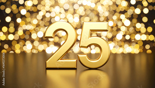 Glowing Golden Number 25 Celebration