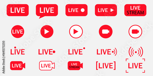 Big set of live streaming vector icons