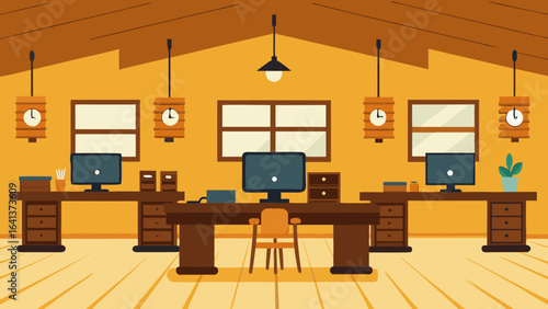 rustic office space reclaimed wood desks