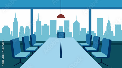 sleek corporate boardroom long glass table modern