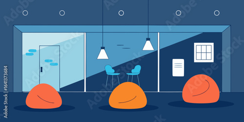 sleek tech startup space beanbags writable walls