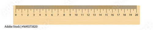 Realistic wooden ruler 20 centimeters