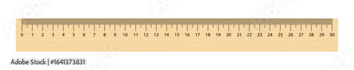 Realistic wooden ruler 30 centimeters