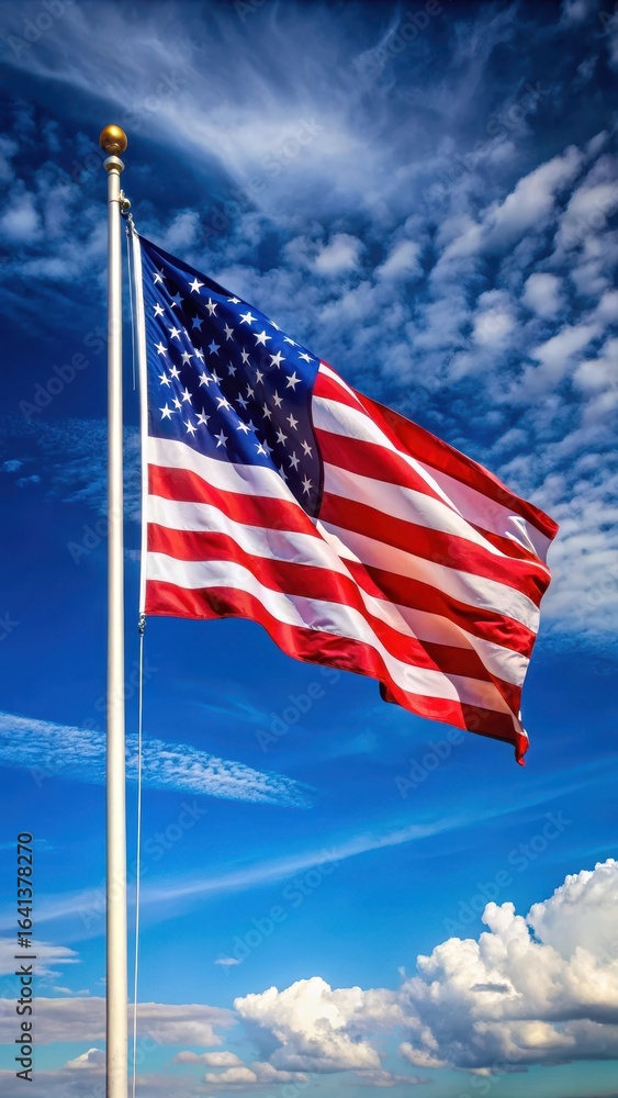 Obraz premium American Flag in Windy Conditions