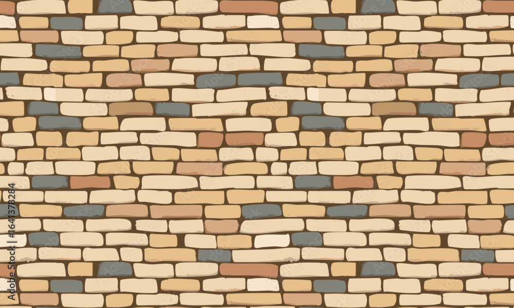 Obraz premium Hand-drawn brick wall seamless pattern, Rustic stone masonry texture background