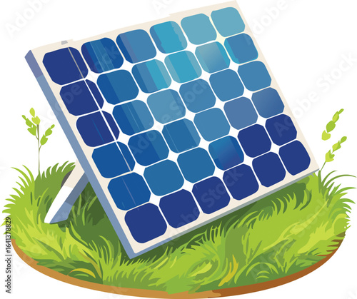 Solar Panel Installed on Green Grass Field