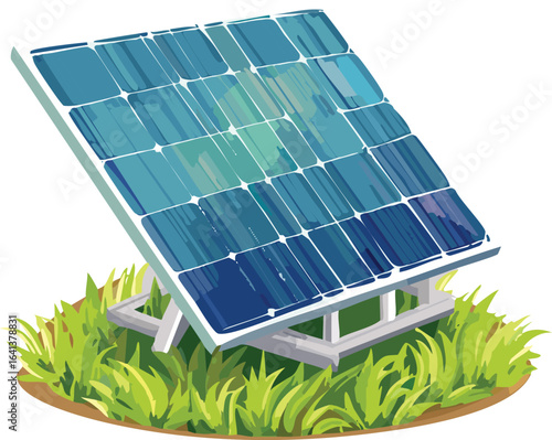 Solar Panel Installed on Green Grass Field