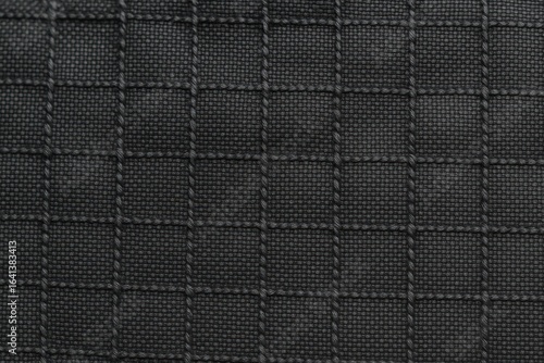 Charcoal Ripstop Fabric under Flat Neutral Light – Ultra-Zoom on Reinforced Grid Lines