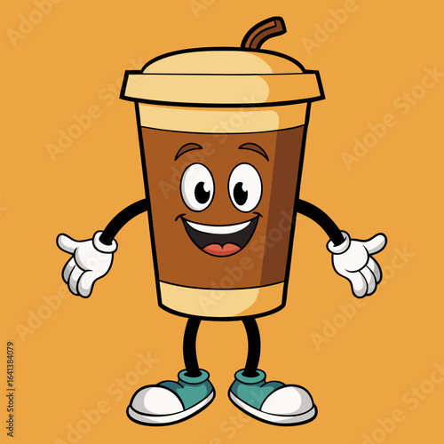 Happy Coffee Cup Mascot Character