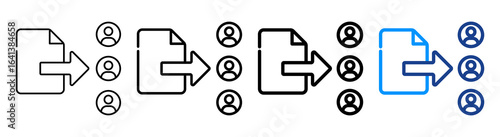Sharing File Icon Multiple Outline Collection Set
