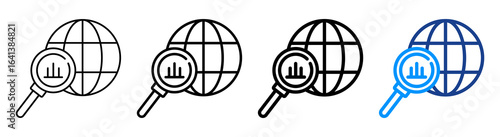 Global Analysis Icon Multiple Outline Collection Set