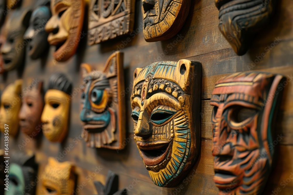 Fototapeta premium Elegant Wall Decor Featuring a Blend of Cultural Motifs for Home Styling