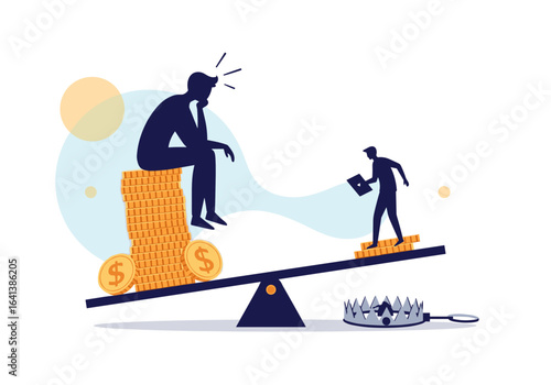 Understanding financial inequality and economic disparity on a balancing scale