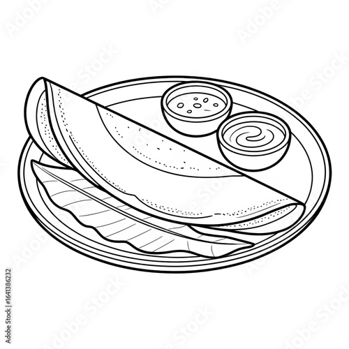 dosa illustration vector style coloring page