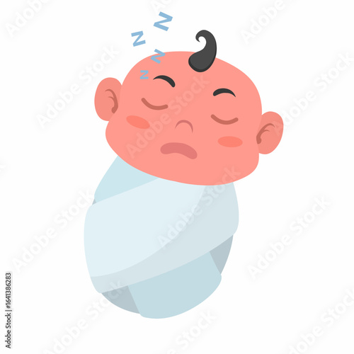 vector illustration of a sleeping baby boy on a white background
