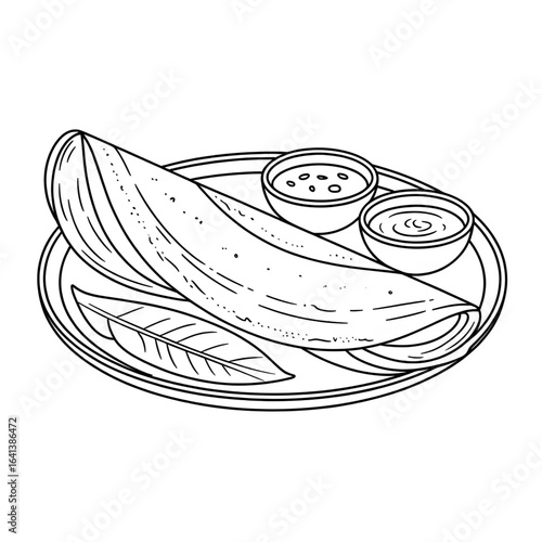 dosa illustration vector style coloring page  