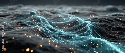 Wallpaper Mural Futuristic AI Neural Network with Glowing Blue Data Streams – Abstract Tech Background with Copy Space for Presentations, Data Visualization Dashboards, or Sci-Fi Concepts, Cinematic Lighting  Torontodigital.ca