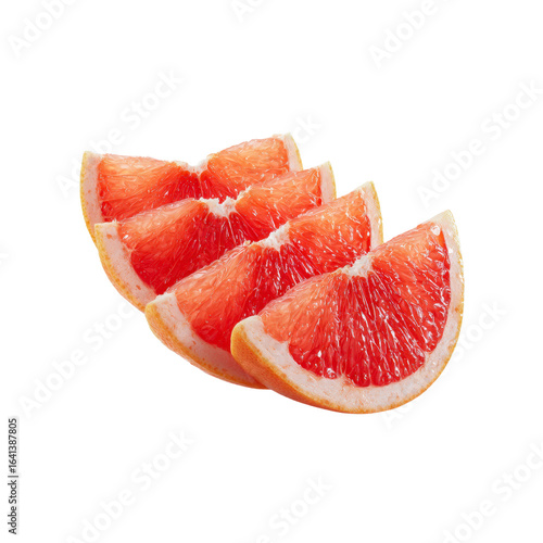 Juicy Red Grapefruit Segments Isolated on Black Background