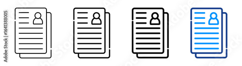 Resume Icon Multiple Outline Collection Set