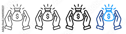 Monetary Icon Multiple Outline Collection Set
