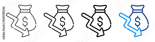 Decrease Icon Multiple Outline Collection Set