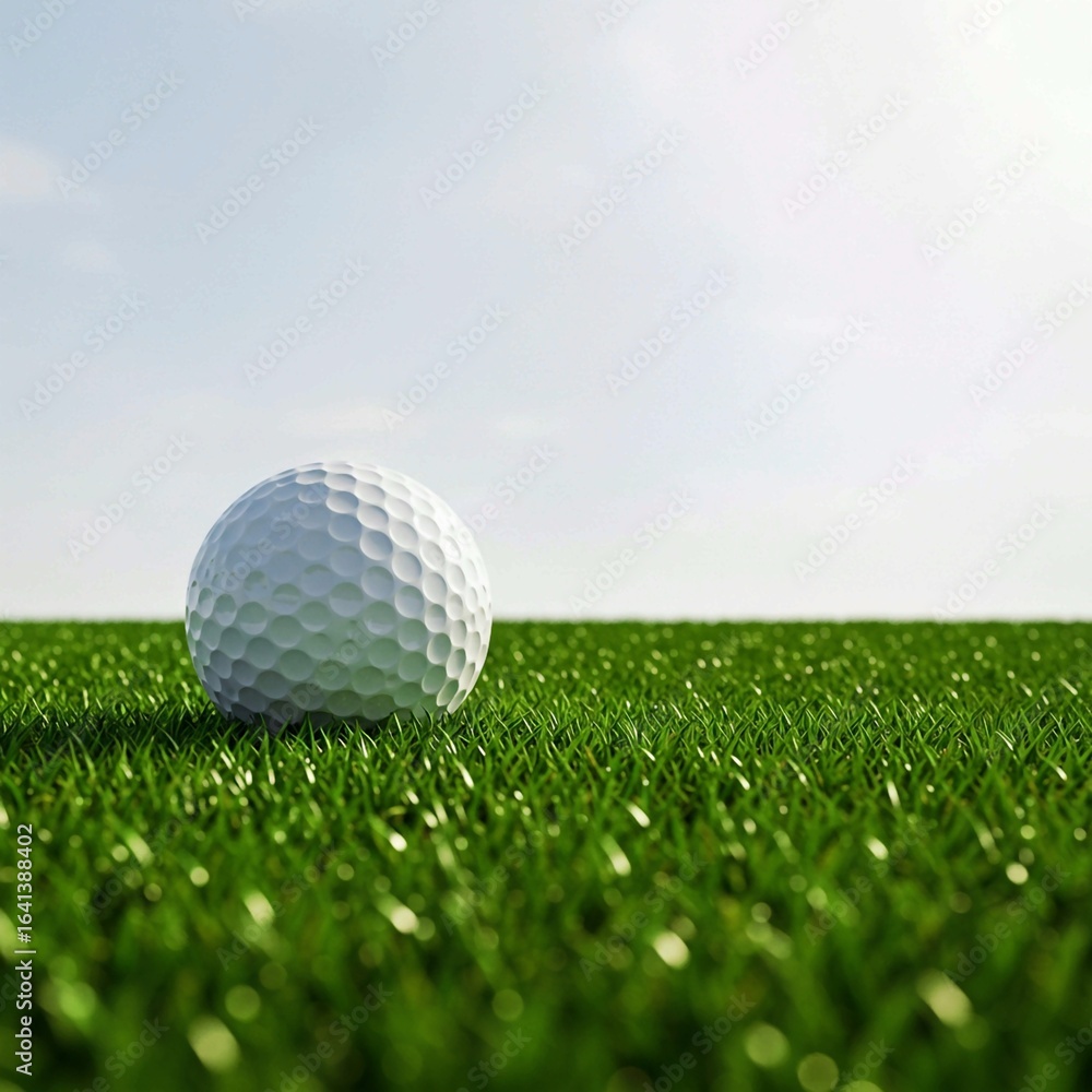 Obraz premium golf ball in grass, golf ball on horizon of artificial turf isolated on white