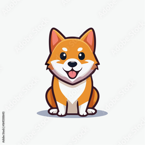 Adorable shiba inu cartoon illustration with cheerful expression and inviting vibe