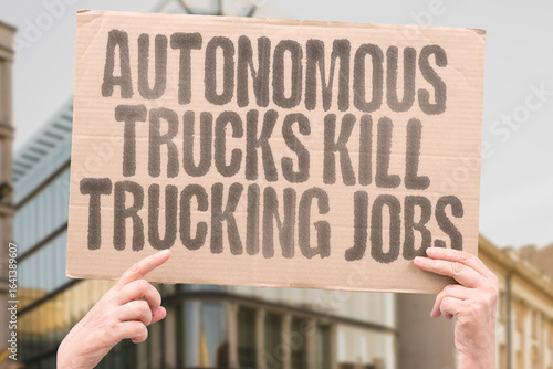 Wallpaper Mural Autonomous trucks kill trucking jobs — highlighting the clash between technology and livelihoods. INNOVATION. DRIVERLESS. DISPLACEMENT. ECONOMY. TRANSPORTATION. ROBOTICS. INDUSTRY. Torontodigital.ca