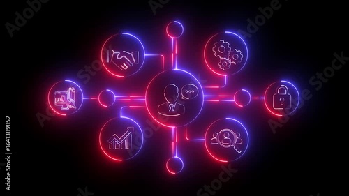 Wallpaper Mural "Glowing Neon Social Networking Interface – Futuristic Digital Communication Icons Animation" Torontodigital.ca