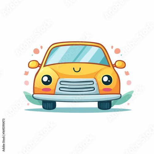 Cartoon Car with a Smiley Face, Adding Whimsy and Charm to Automotive Illustration