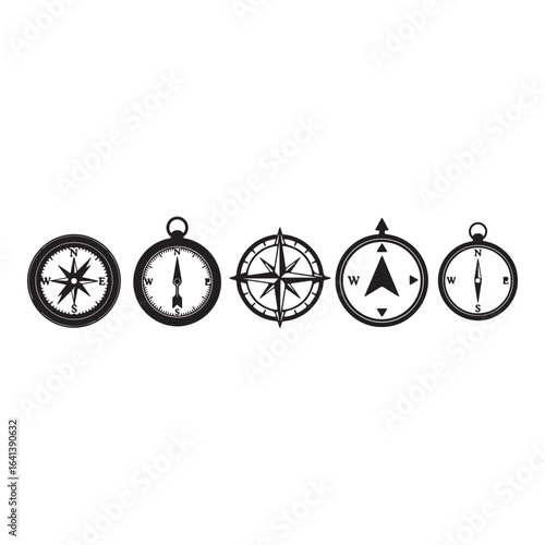 Compass direction navigation travel icons
