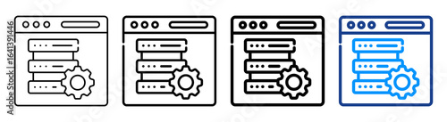 Server Control Icon Multiple Outline Collection Set