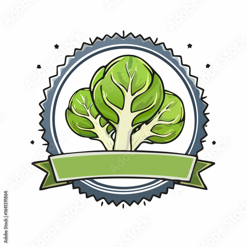 Illustrative badge featuring brussel sprouts with a customizable banner emblem design