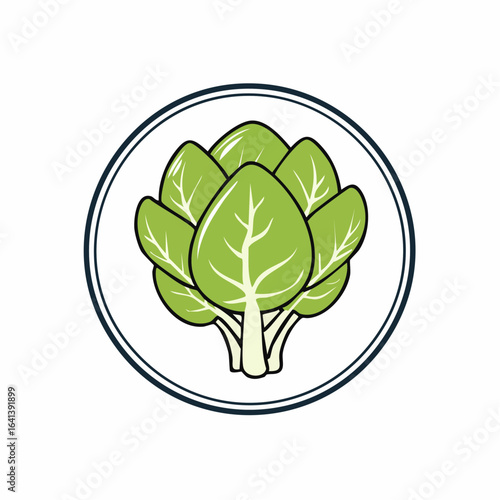 Stylized Artichoke Illustration in a Circular Frame on a White Background
