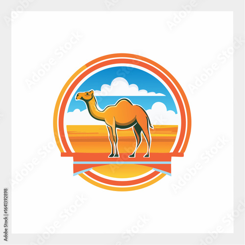 Elegant Camel Emblem Design: A Majestic Symbol of Desert Adventure and Travel
