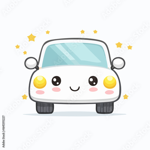 Adorable Animated Automobile: A Delightful Cartoon Car with Starry Background