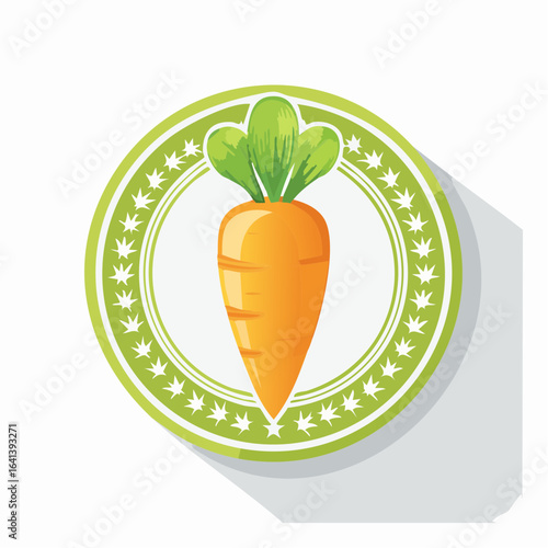 Illustration of a carrot emblem with green border and white background design