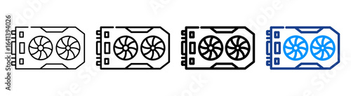 Video Card Icon Multiple Outline Collection Set