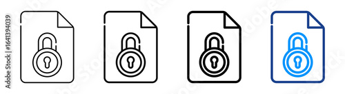 Confidential Icon Multiple Outline Collection Set