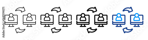 Peer To Peer Icon Multiple Outline Collection Set