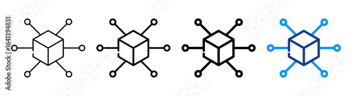 Blockchain Technology  Icon Multiple Outline Collection Set