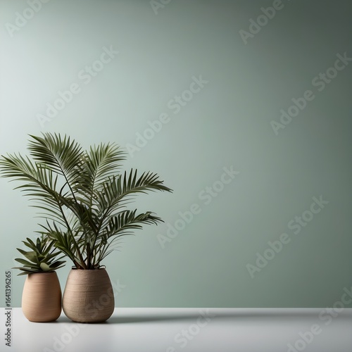 Natural Simplicity: Potted Plants Against a Serene Wall